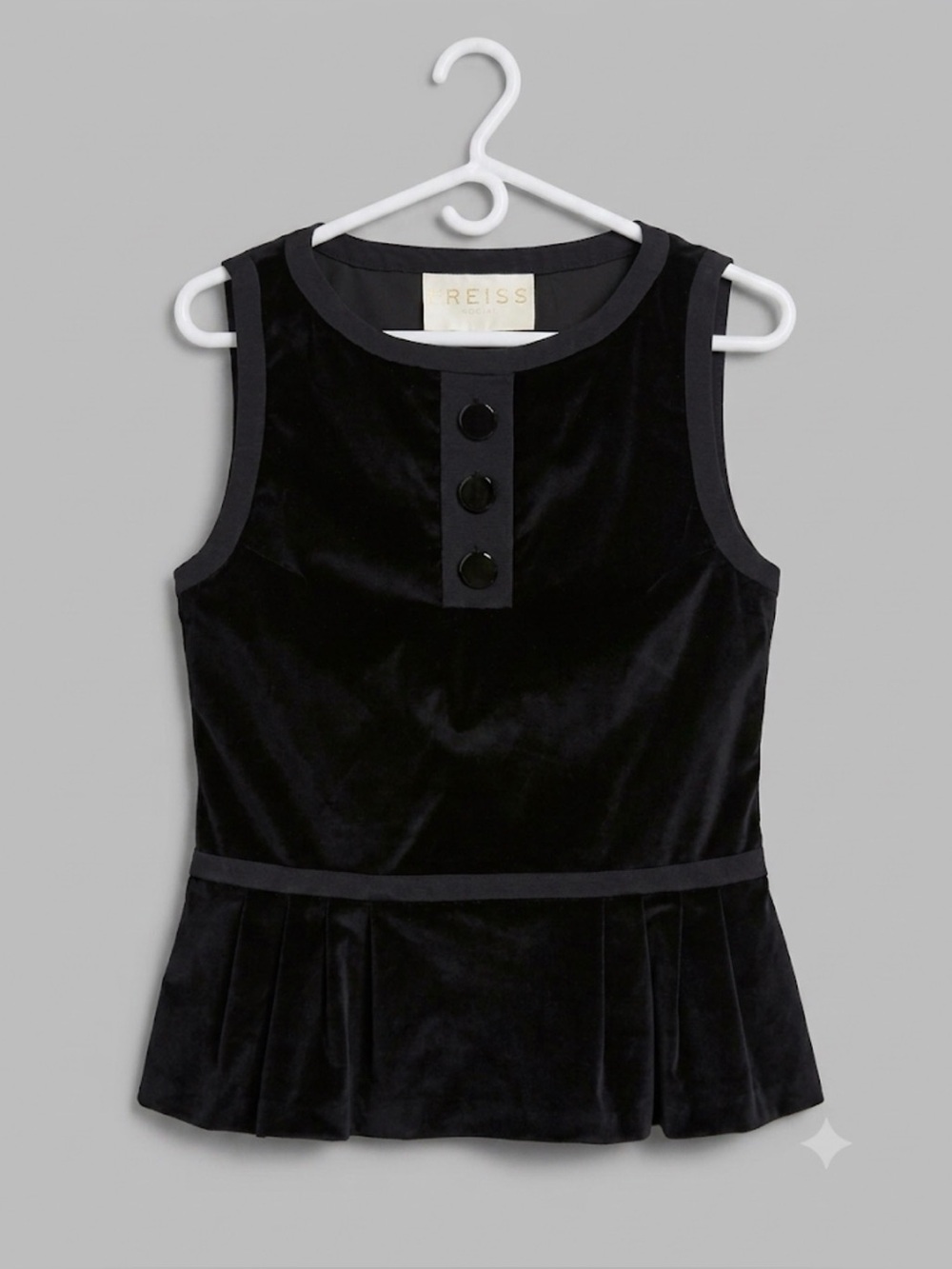 Thread Social Black Velvet Peplum Top Size 4 Made in USA